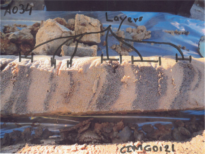 DNAPL pools cross section soil sample